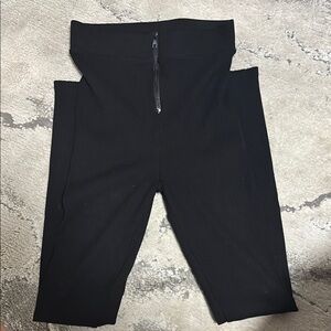 Naked Wardrobe Snatched Zip Front High Waist Rib Leggings